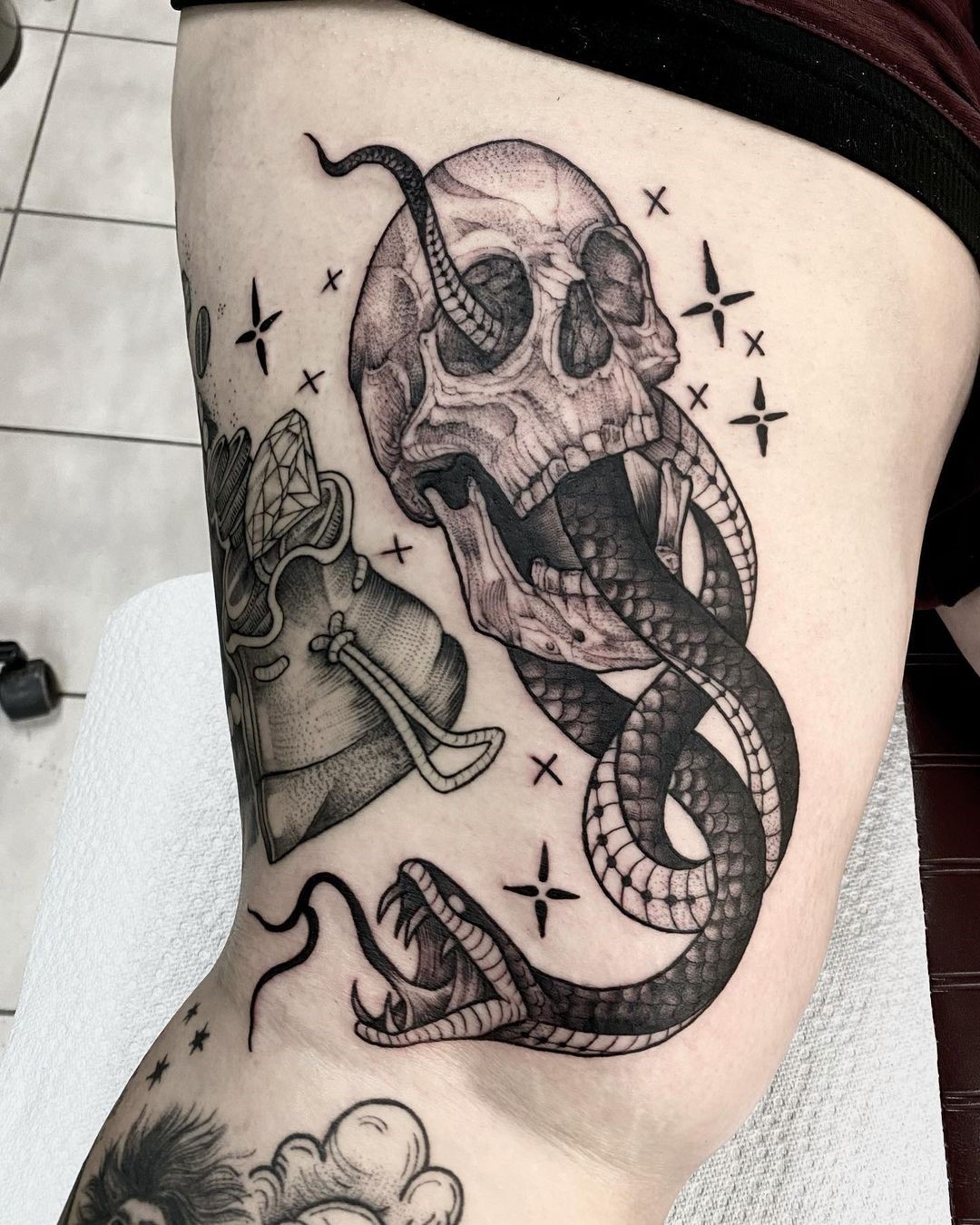 Large Leg Death Eater Tattoo