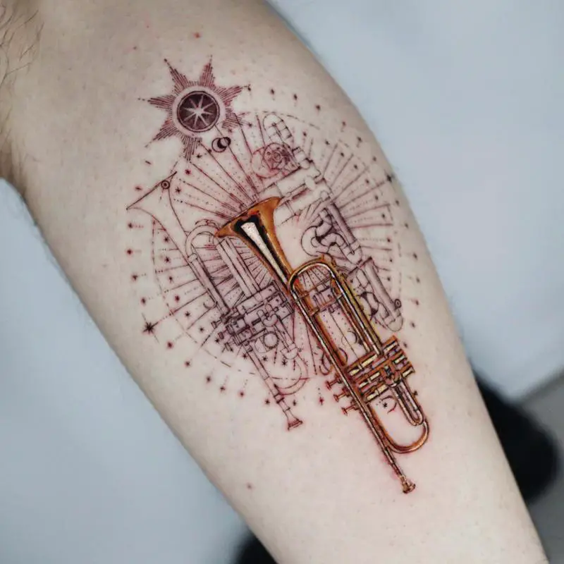 Trumpet Tattoo Design 6