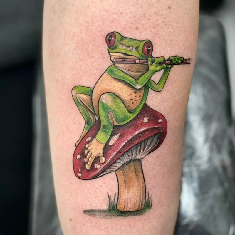 A Frog That Plays Flute Tattoo