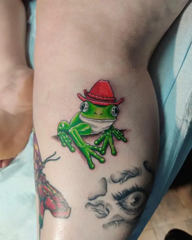 A Frog With A Hat Tattoo