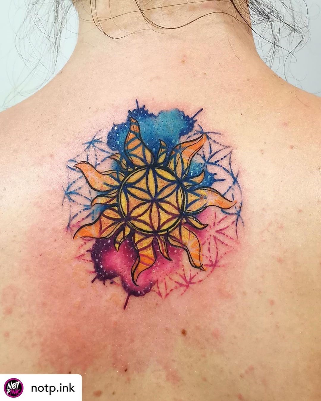 Flower Of Life Tattoo Patter Colorful Print 