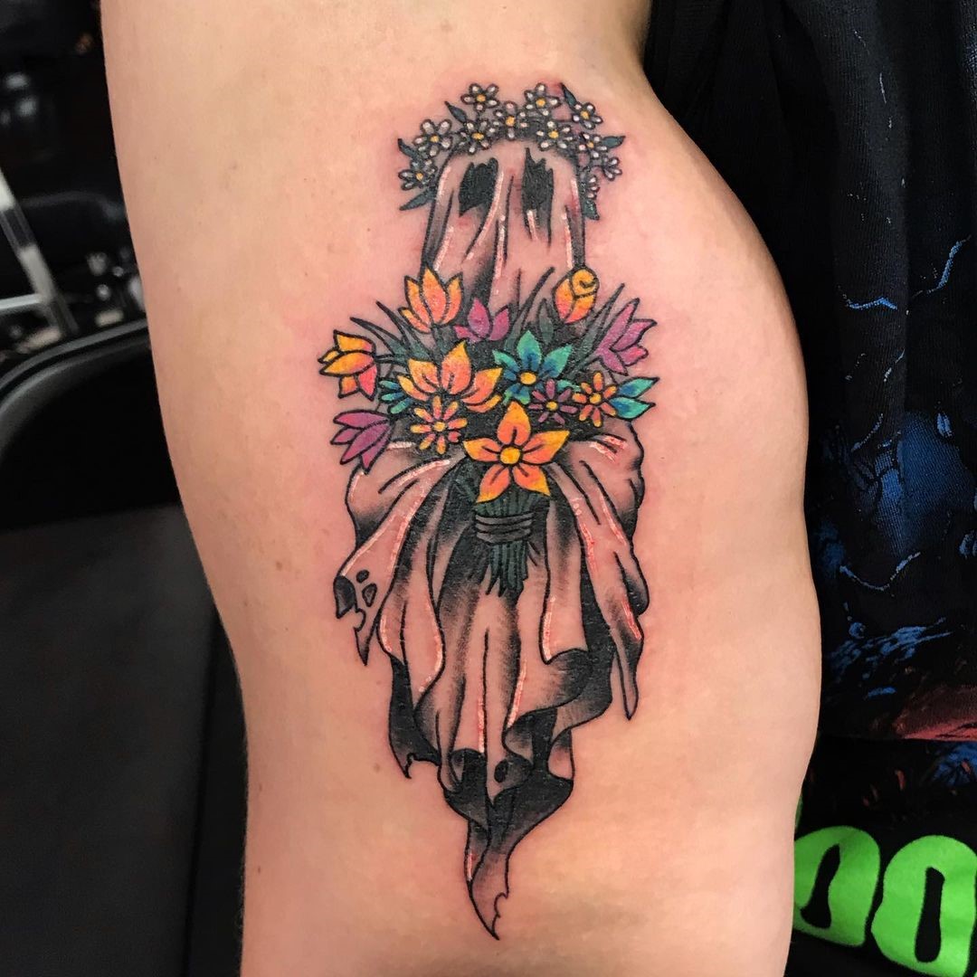 Ghost Tattoo Ideas Flower Concept 