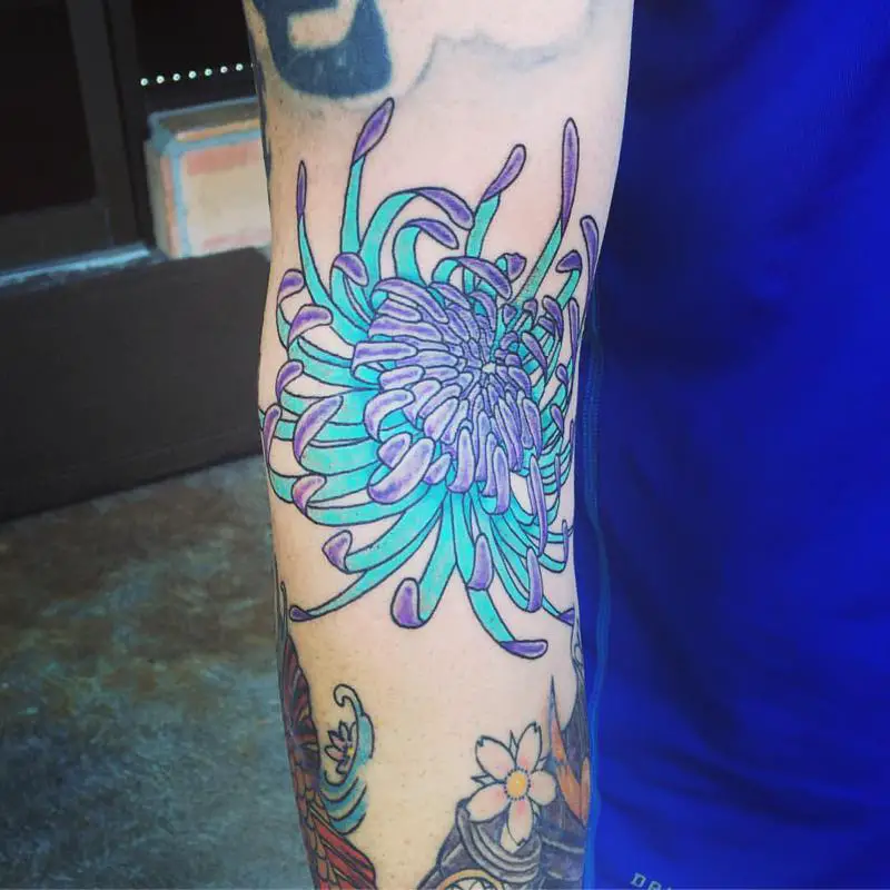 Multicolored Chrysanthemum Tattoo 1