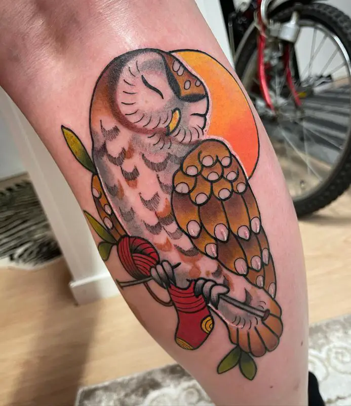 Neo-Traditional Owl Tattoo 3