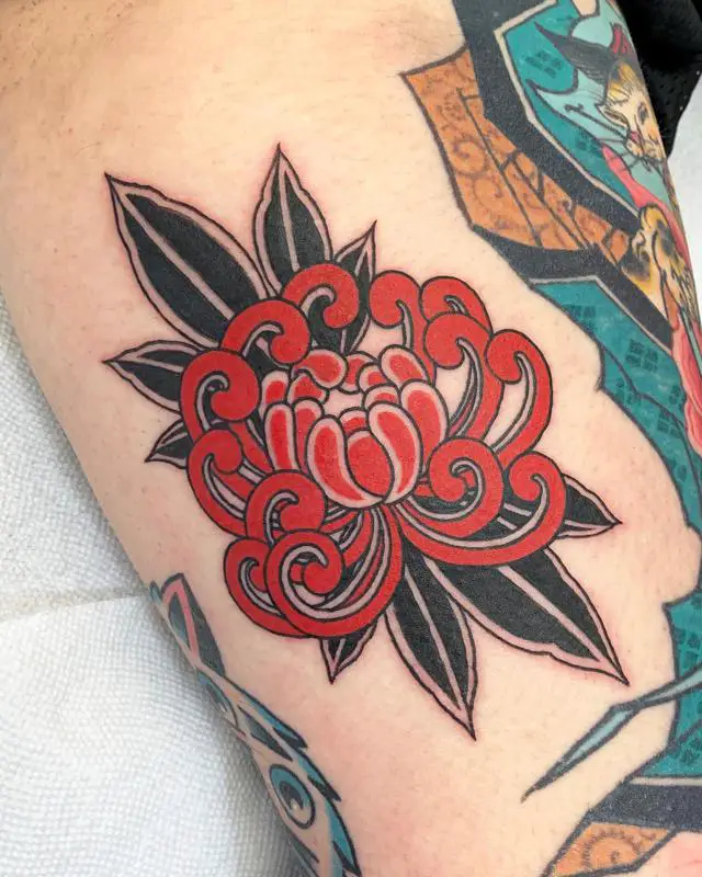 Red Chrysanthemum Tattoo 1