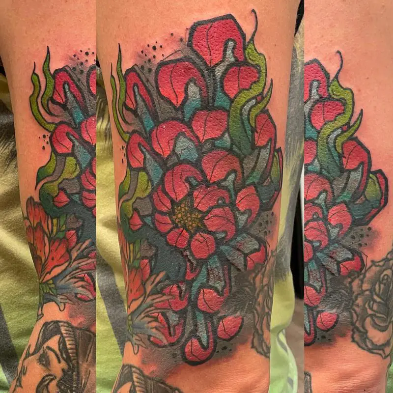 Red Chrysanthemum Tattoo 2