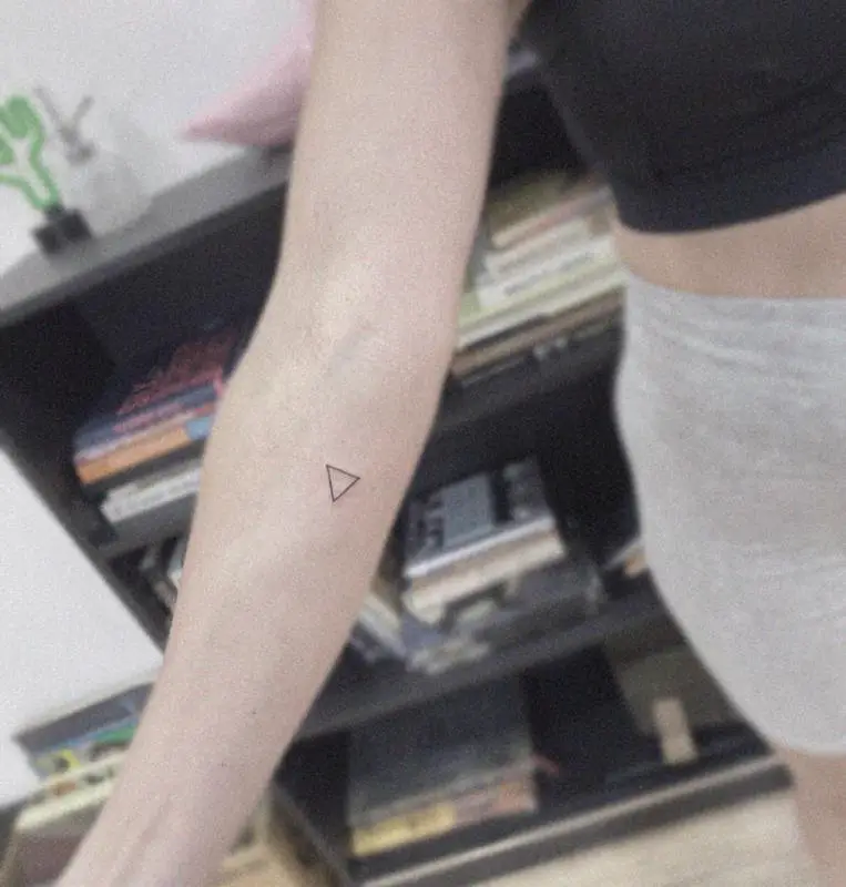Tiny Line Triangle Tattoo 1