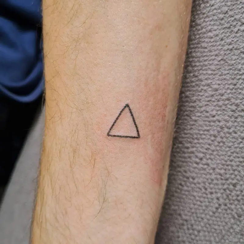 Tiny Line Triangle Tattoo 2