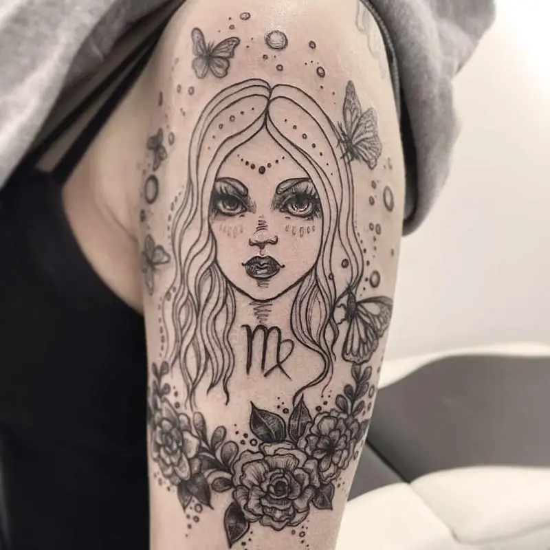 Virgo Tattoo With Lady Contour 2