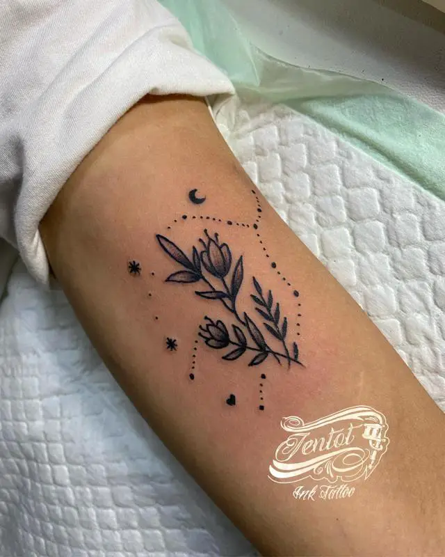 Virgo Tattoo With Plant Elements 3