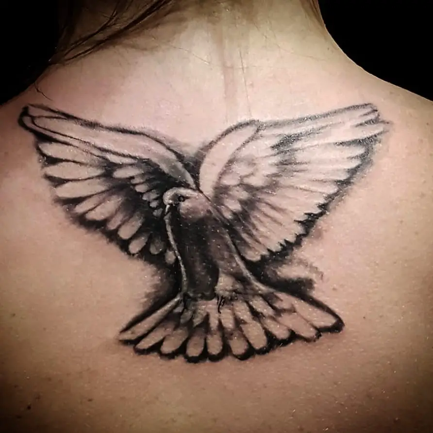 Back Dove Tattoo Black