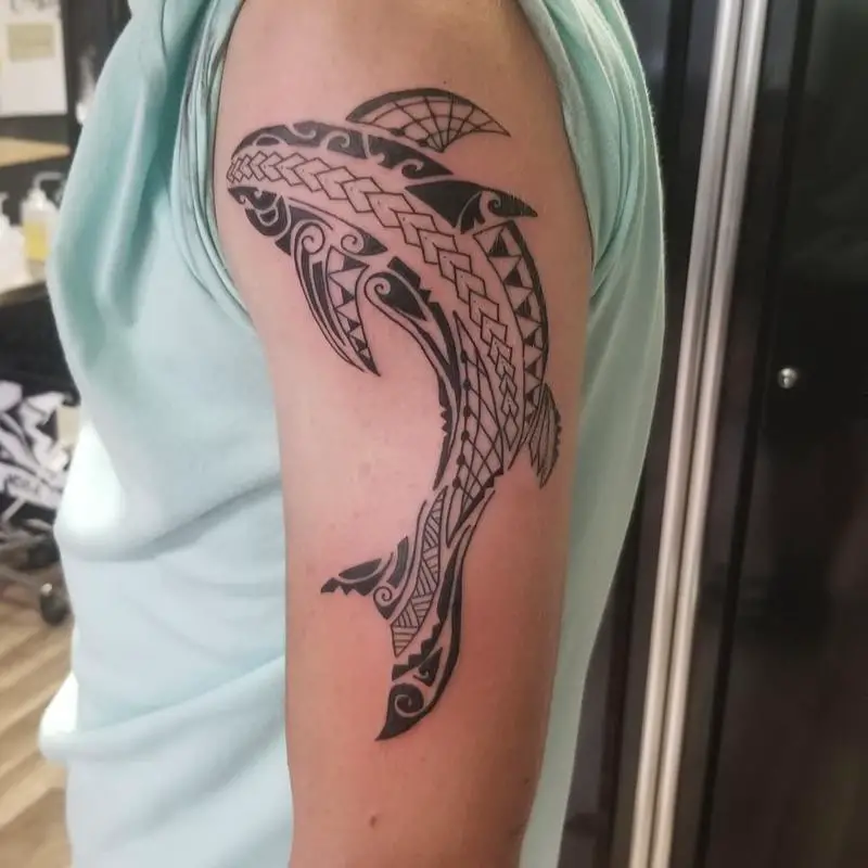 Black Tribal Shark Tattoo Design