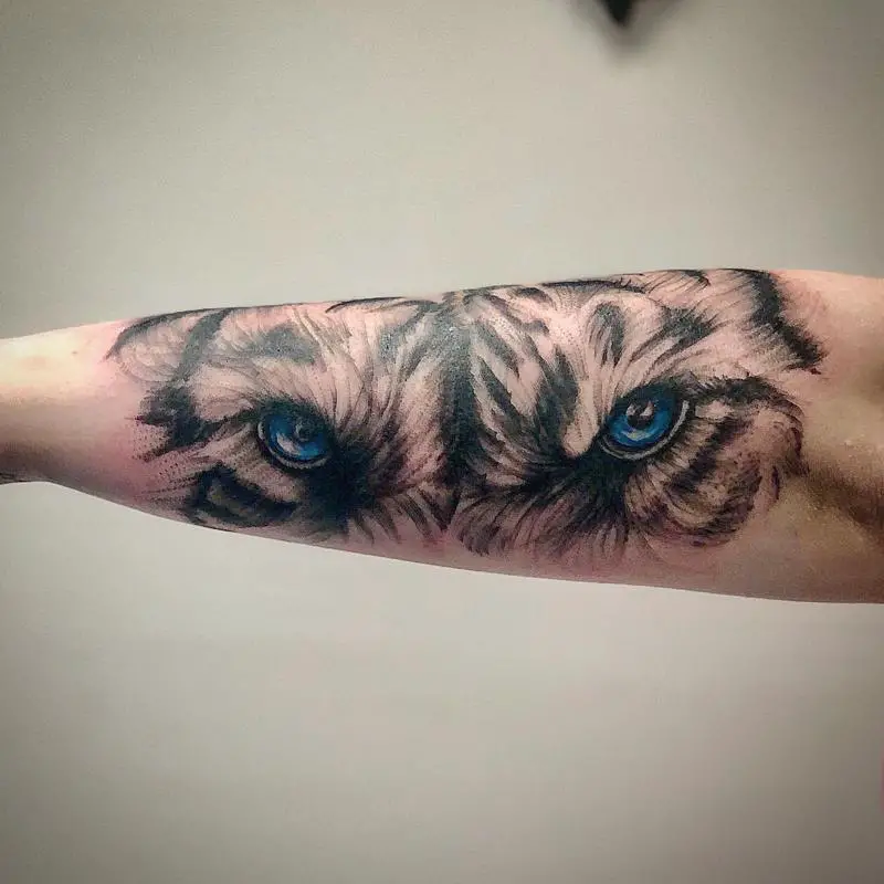 Blue Tiger Eyes Tattoo Design