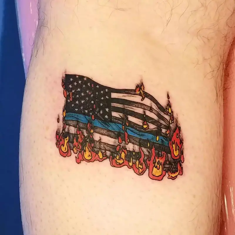 Burning Flag Tattoo 1