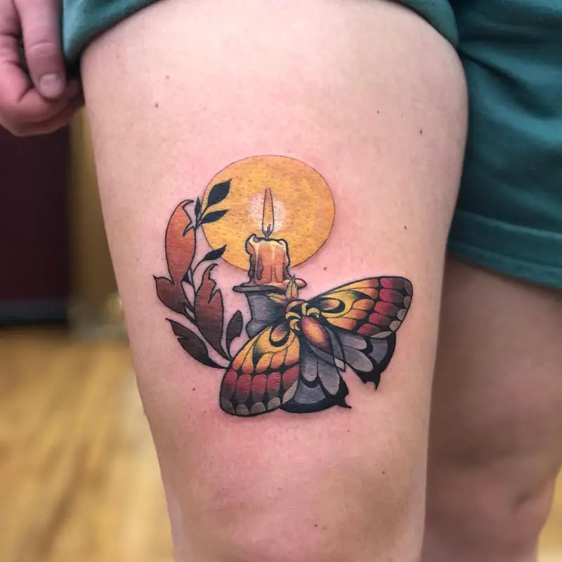 Moth and Flame Tattoo 1