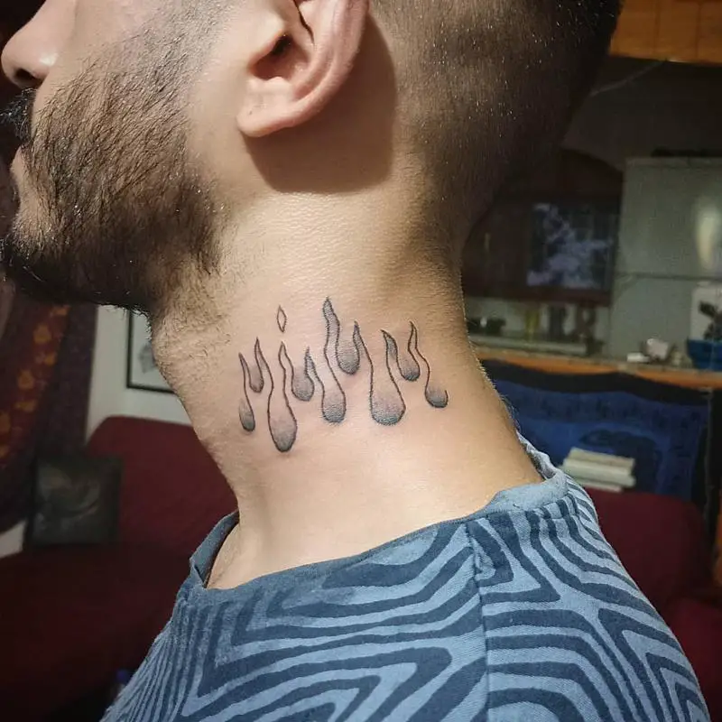 Neck Flame Tattoo 1