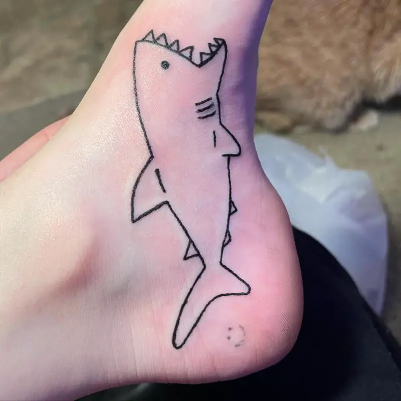 Outline Of The Shark Foot Tattoo Design