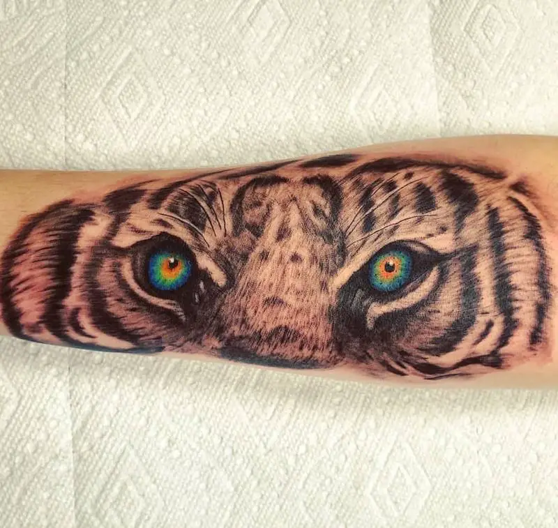 Rainbow Tiger Eyes Tattoo Design
