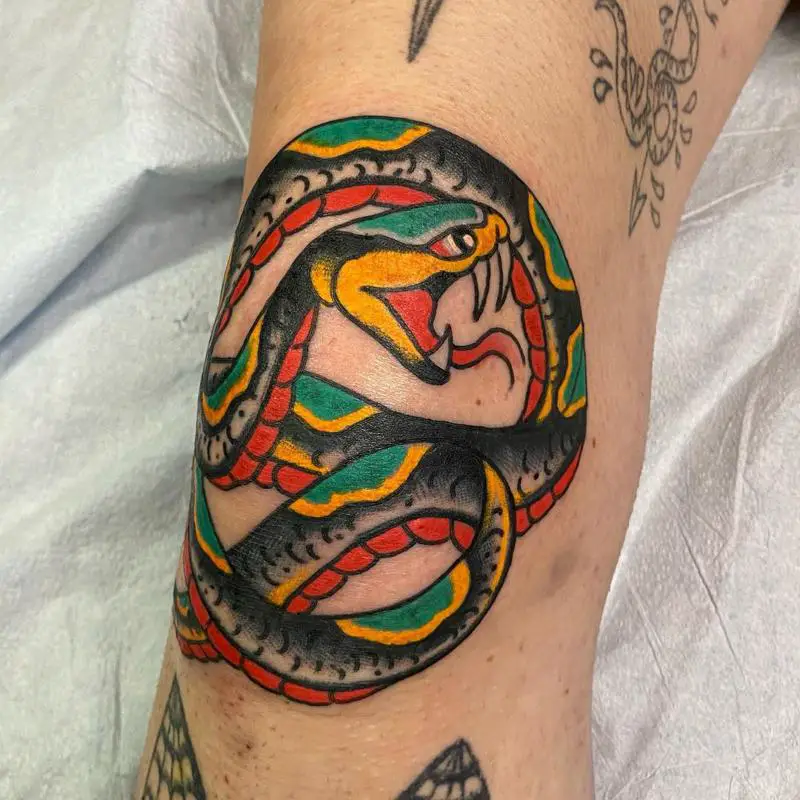 Snake Knee Tattoo 2