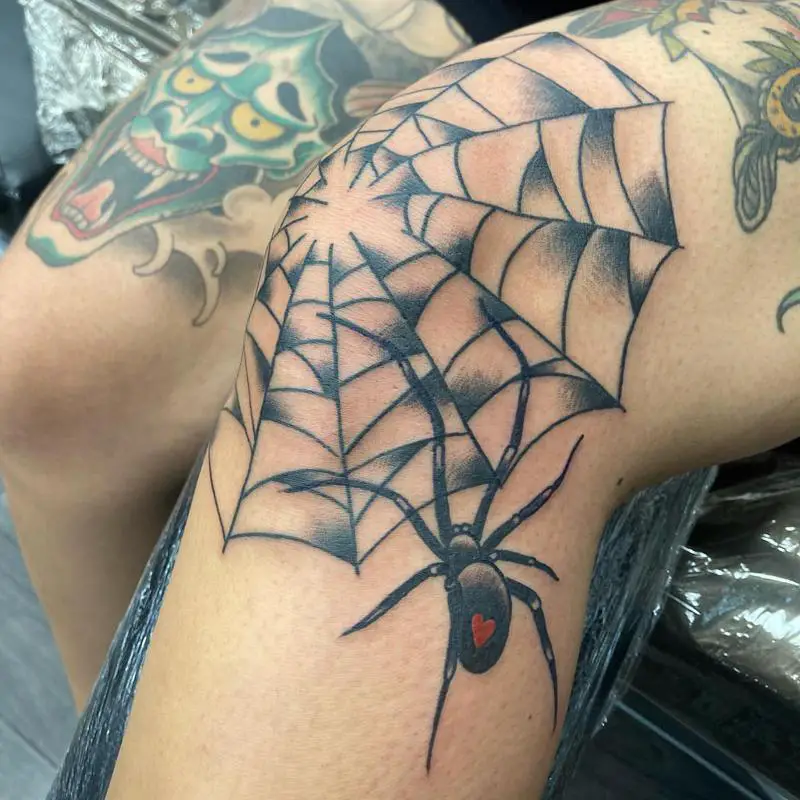 Spiderweb Knee Tattoos 2