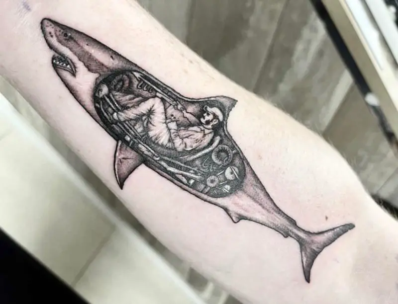 Submarine Shark Tattoo Design