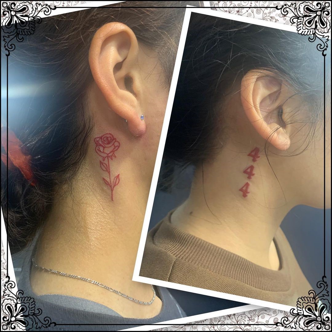 444 Tattoo on The Neck 1