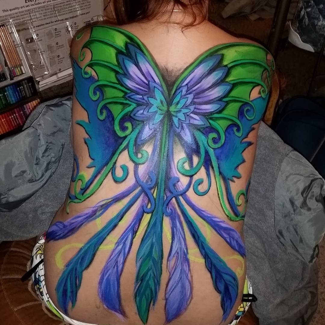 Back Tattoo All Over Wing Design