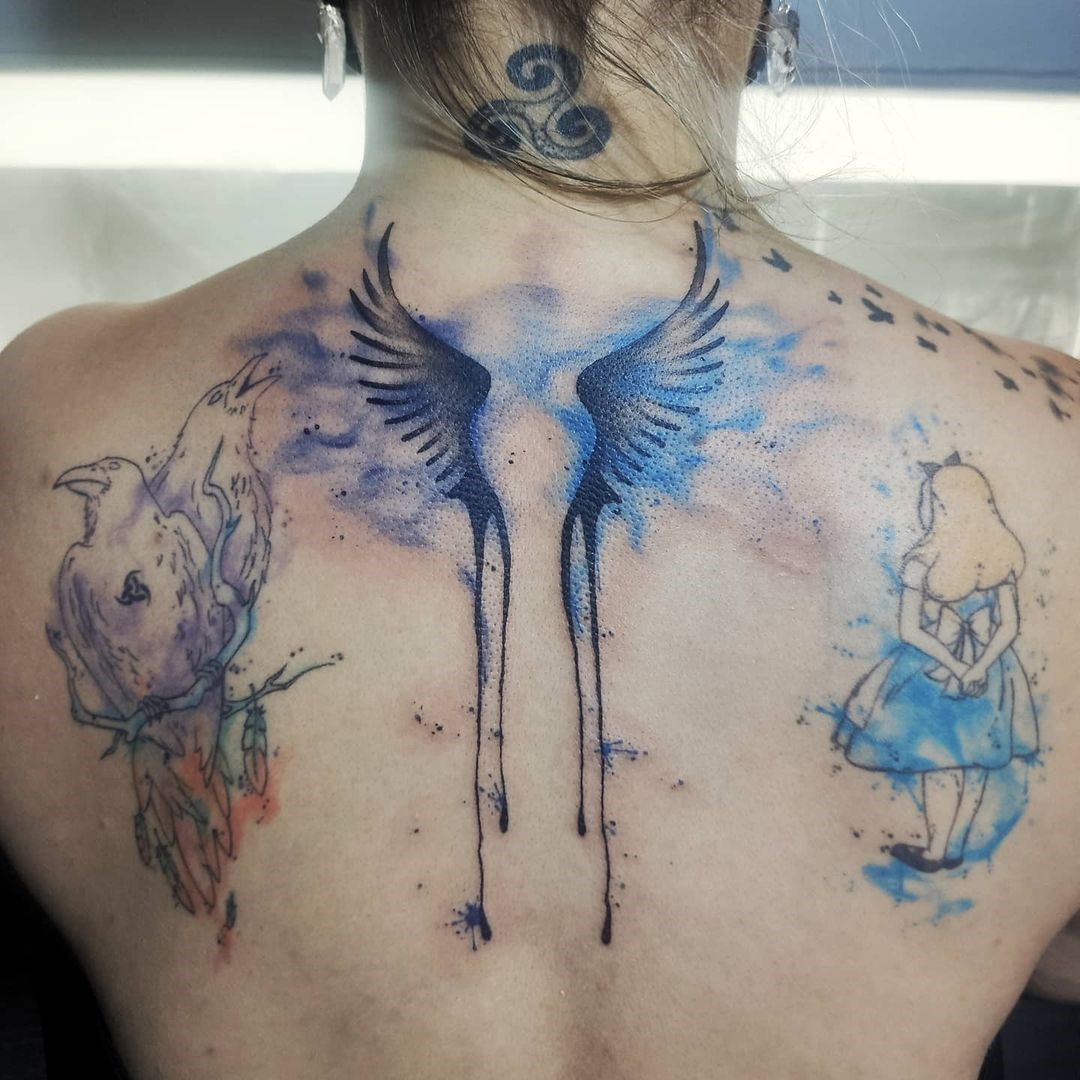 Blue Tattoo On Neck