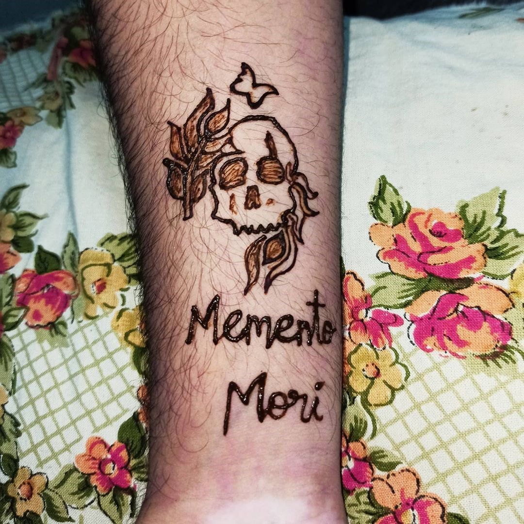 Brown Memento Mori Tattoo Design