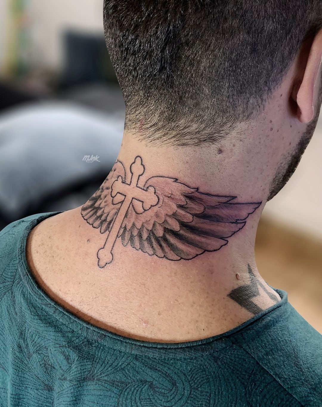 Neck Wing Tattoo