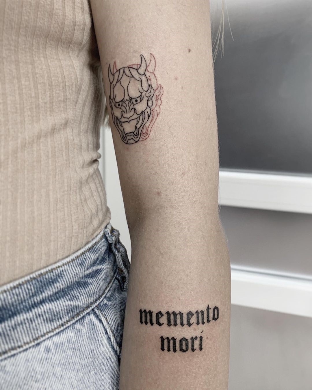 Small Memento Mori Tattoo On Arm