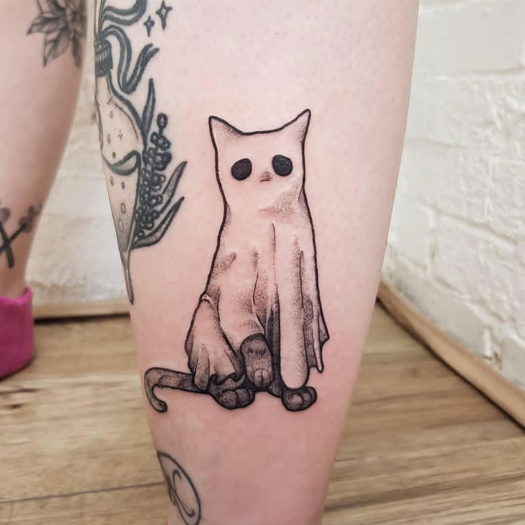 Scary Ghost Cat Tattoo