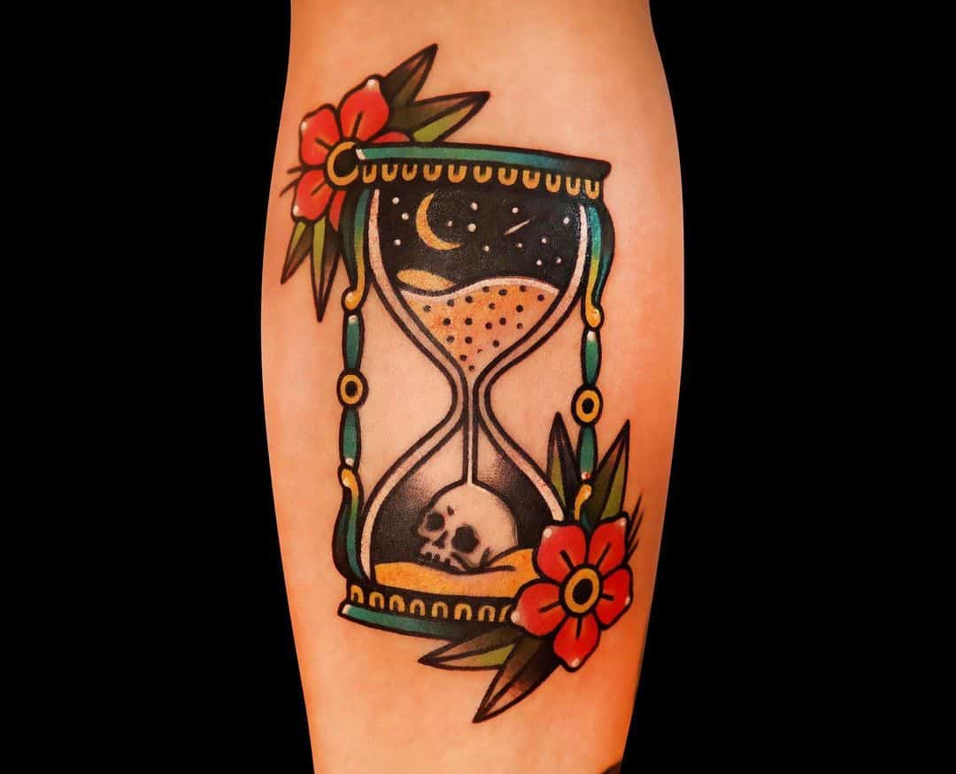 Skull and Hourglass Tattoo 2