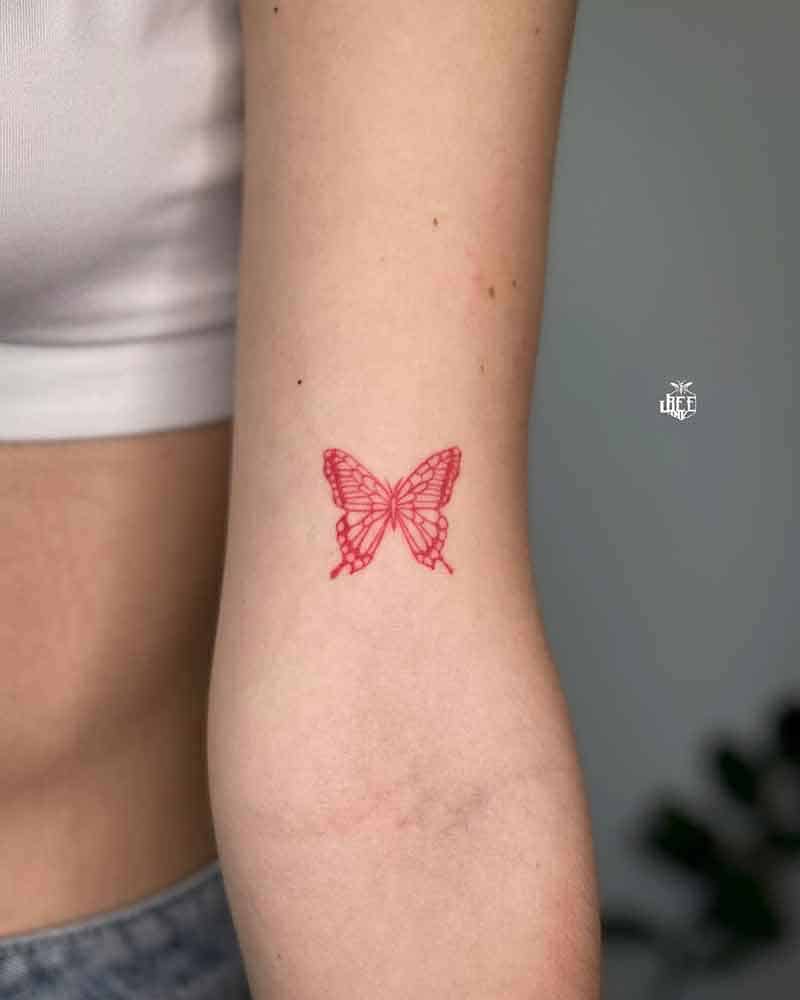 Red Monarch Butterfly Tattoo