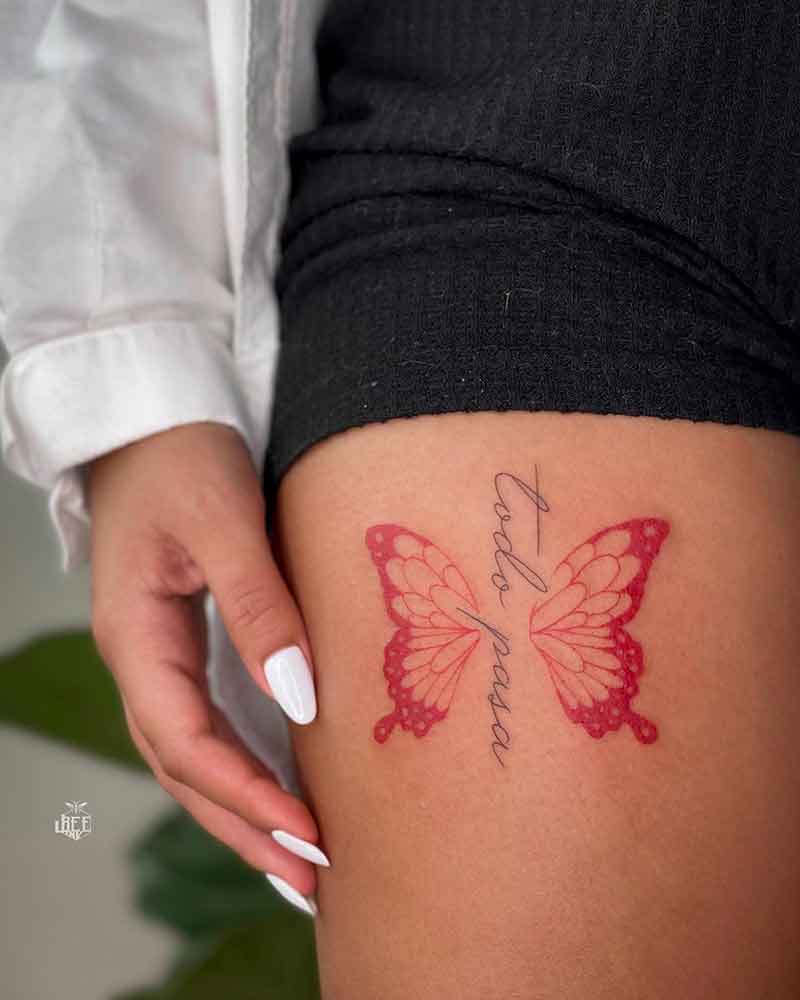 Red Monarch Butterfly Tattoo