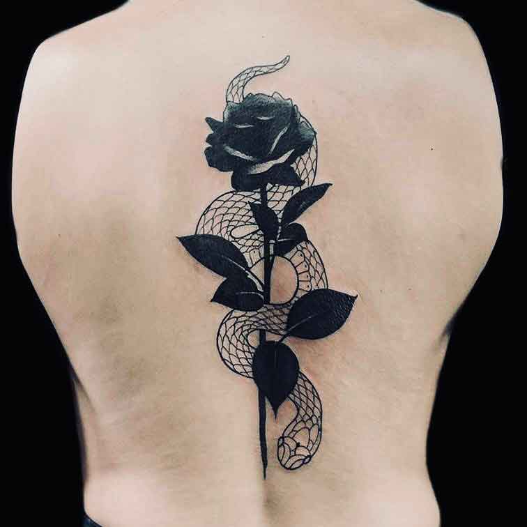 Unique Black Rose Tattoo